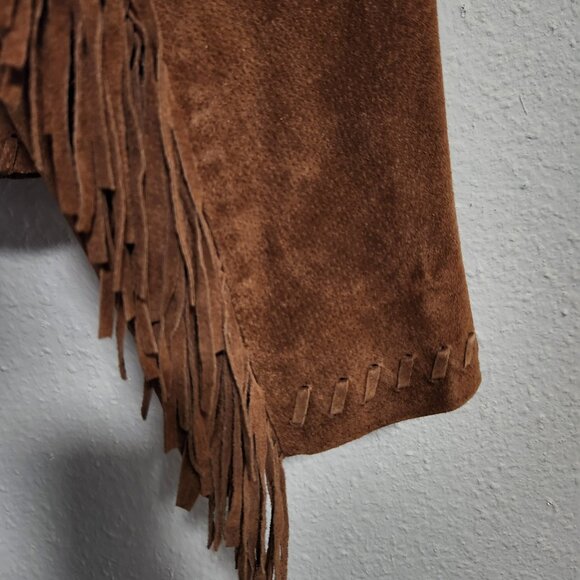 Vintage Rare Women's Brown Fringe Suede Jacket Coat XL - Picture 8 of 10